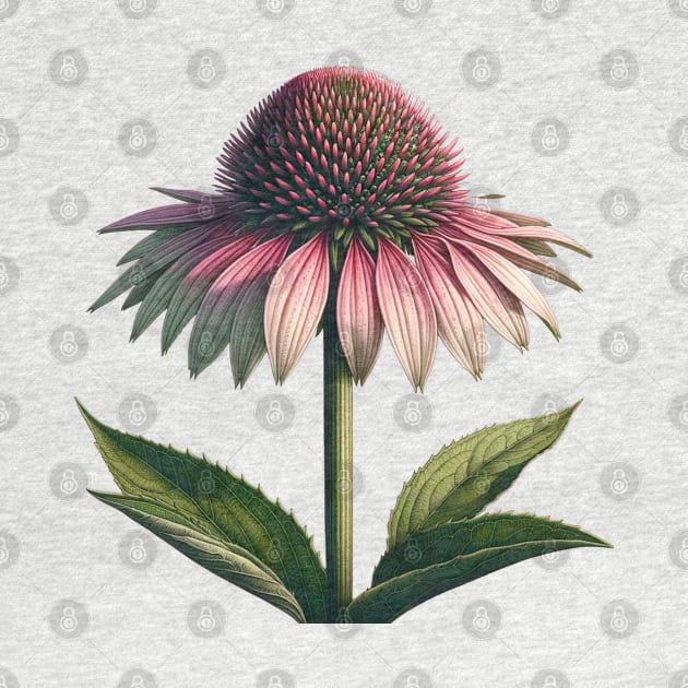 Echinacea Elegance Botanical Illustration by GracePaigePlaza